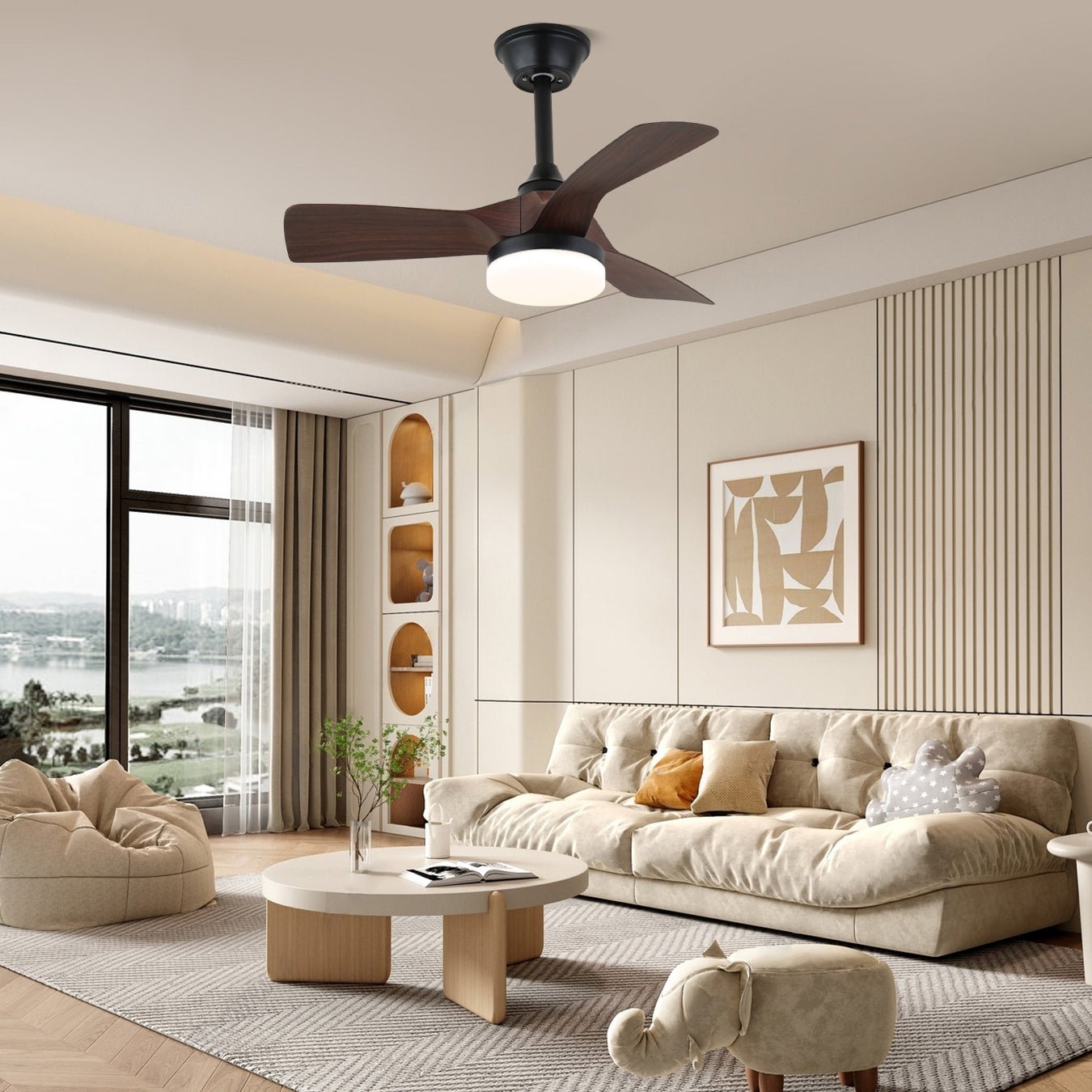 Orlen Minimalist Wood Ceiling Fan Light - Letslighting
