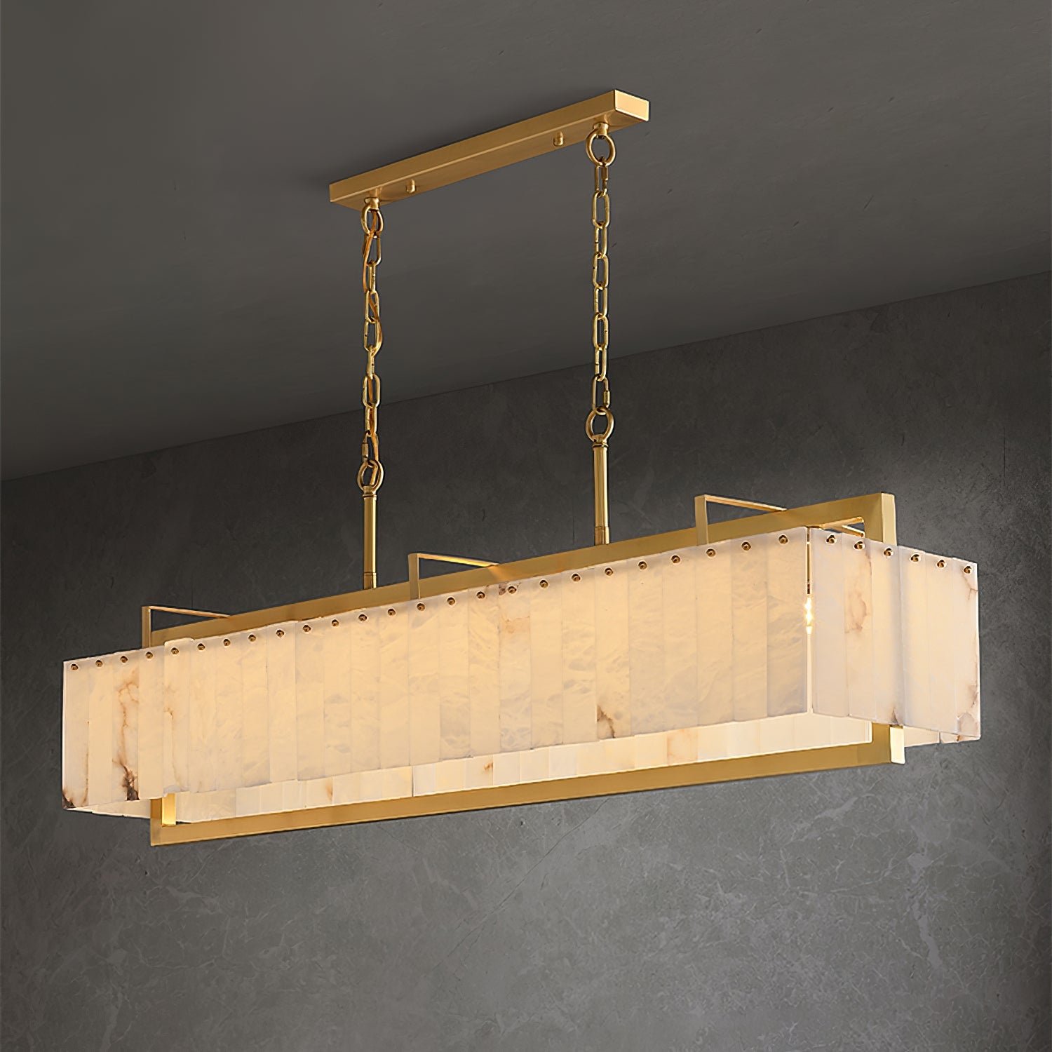 Ruben Chandelier Alabaster Rectangular Luxe - Letslighting
