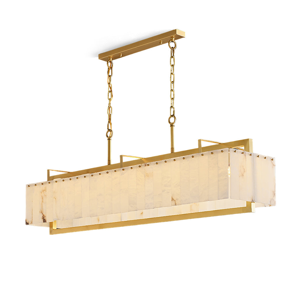 Ruben Chandelier Alabaster Rectangular Luxe - Letslighting