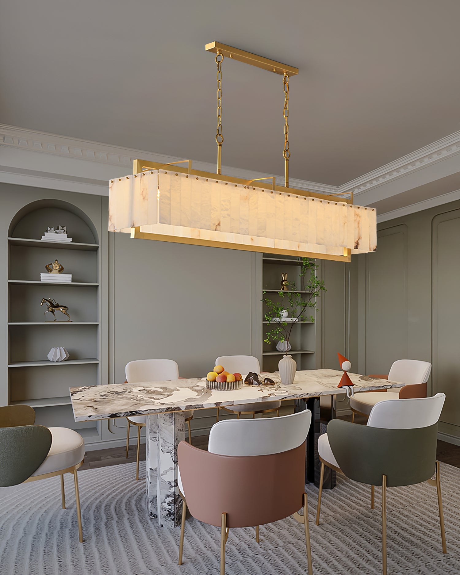 Ruben Chandelier Alabaster Rectangular Luxe - Letslighting