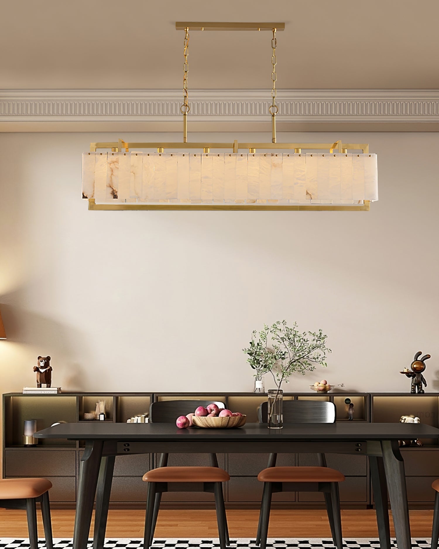 Ruben Chandelier Alabaster Rectangular Luxe - Letslighting