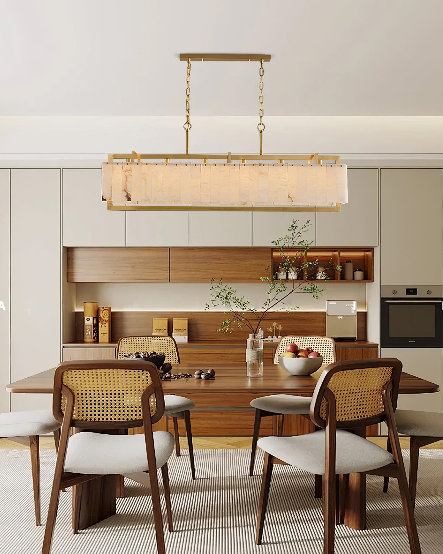 Ruben Chandelier Alabaster Rectangular Luxe - Letslighting