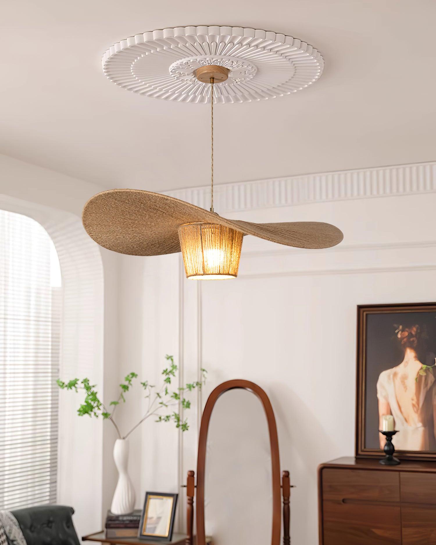 Rustic Pendant Lamp Hat Hemp - Letslighting