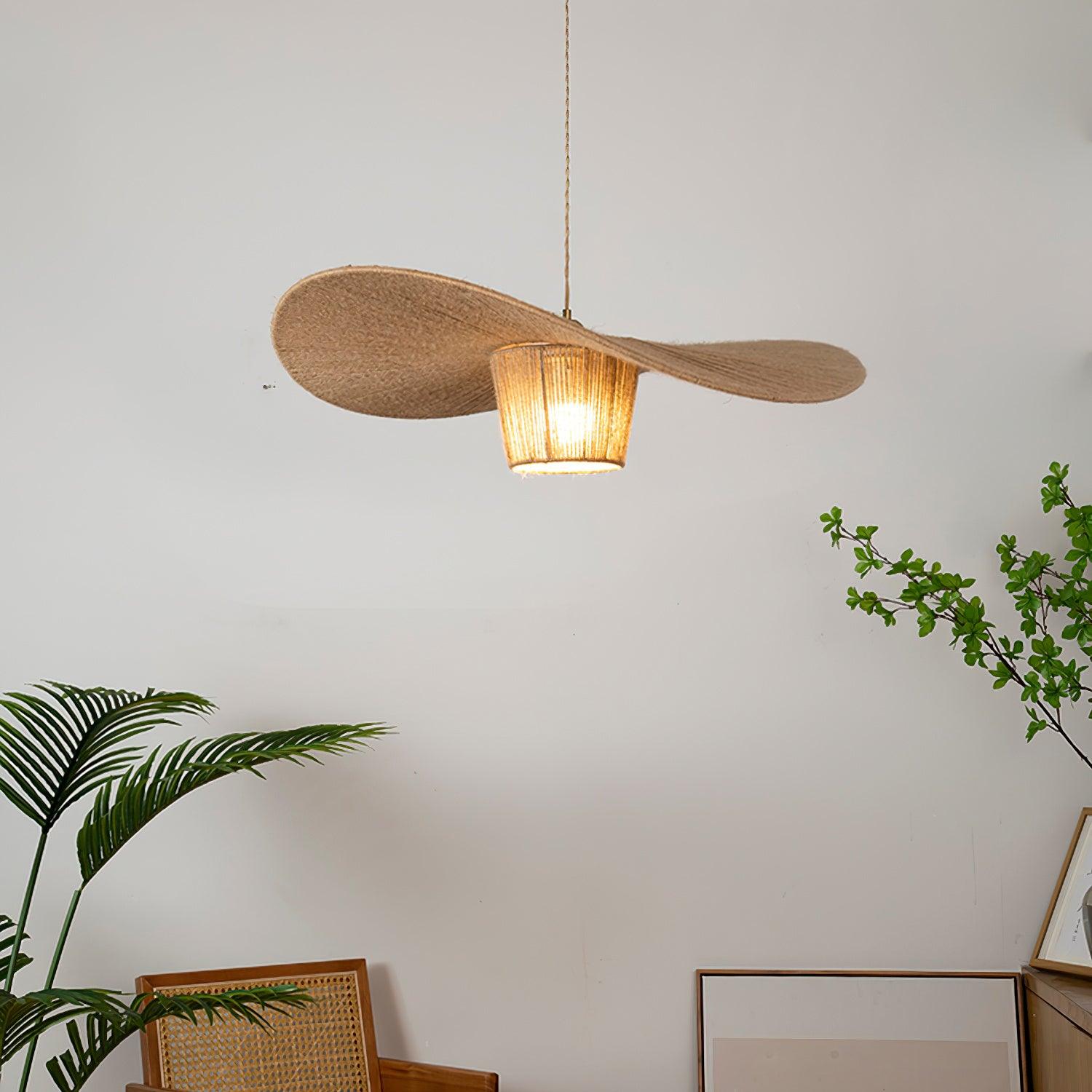 Rustic Pendant Lamp Hat Hemp - Letslighting