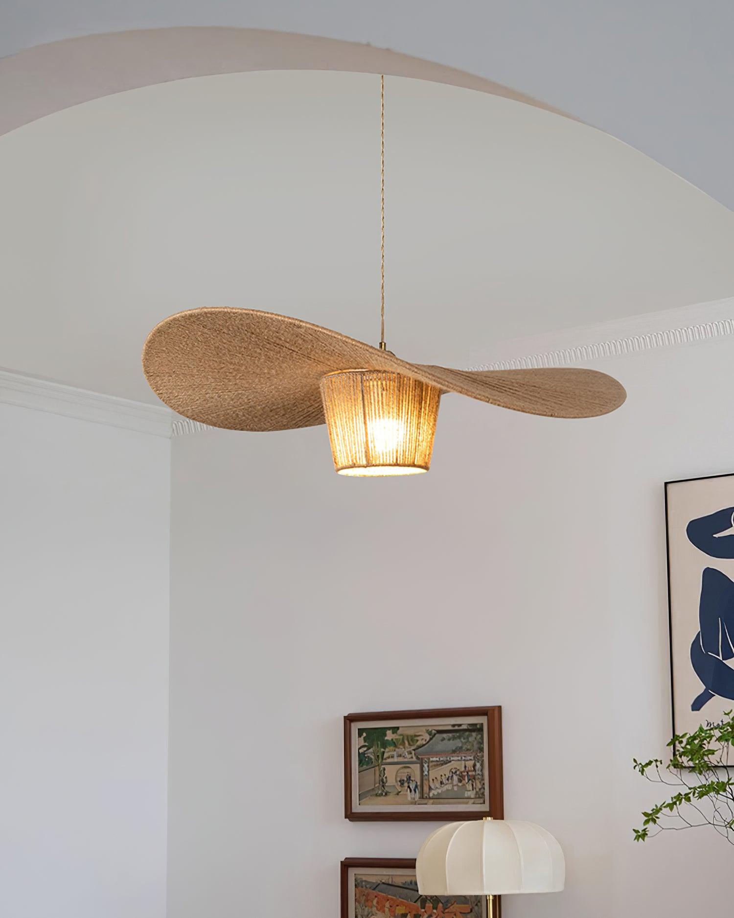 Rustic Pendant Lamp Hat Hemp - Letslighting