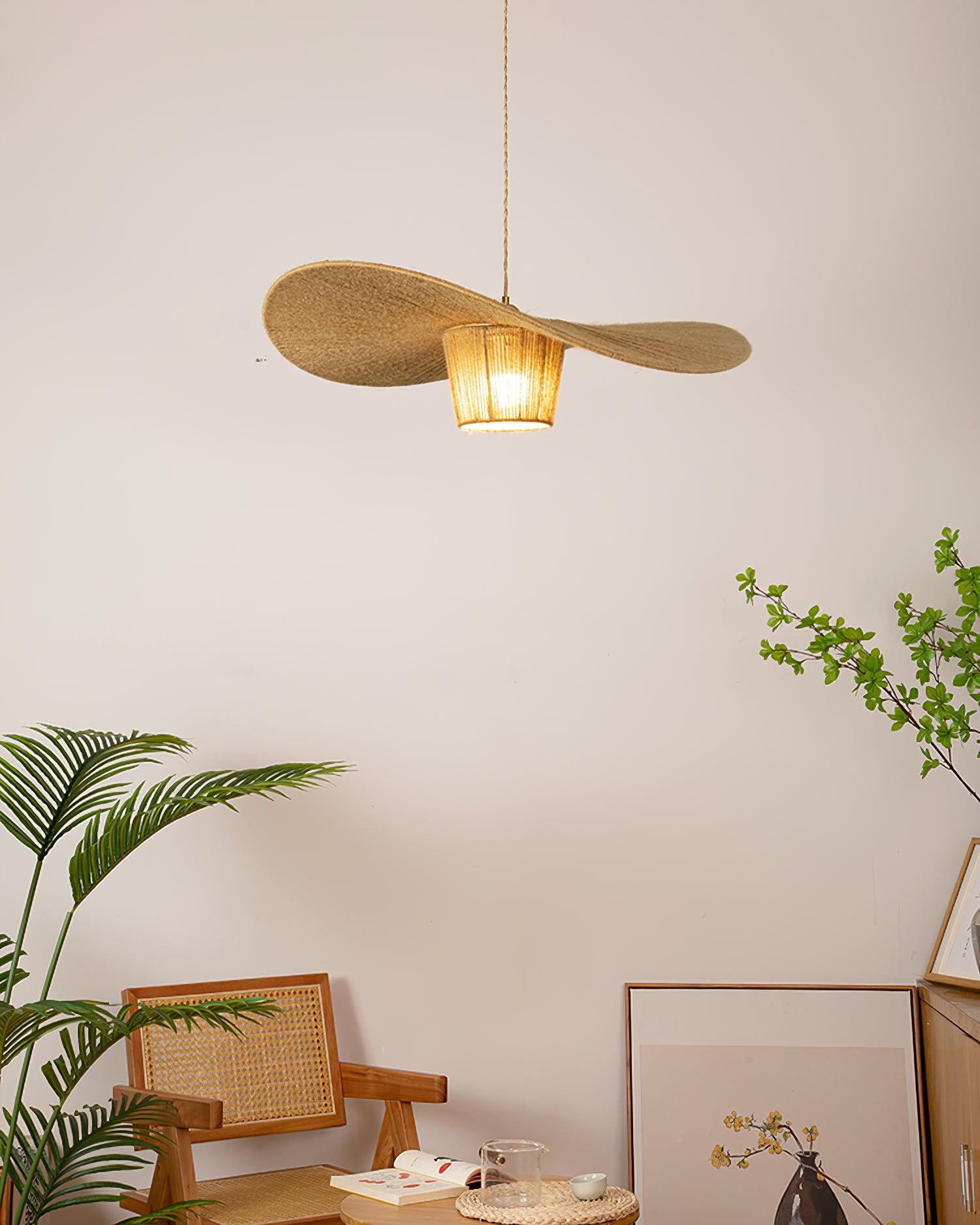 Rustic Pendant Lamp Hat Hemp - Letslighting