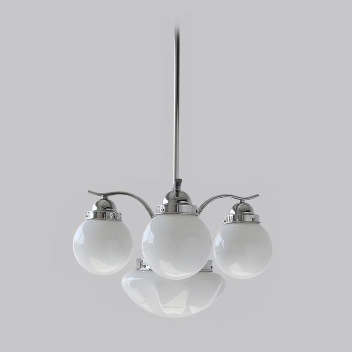 Lustra Chandelier Retro Chic Globe White Glass - Letslighting