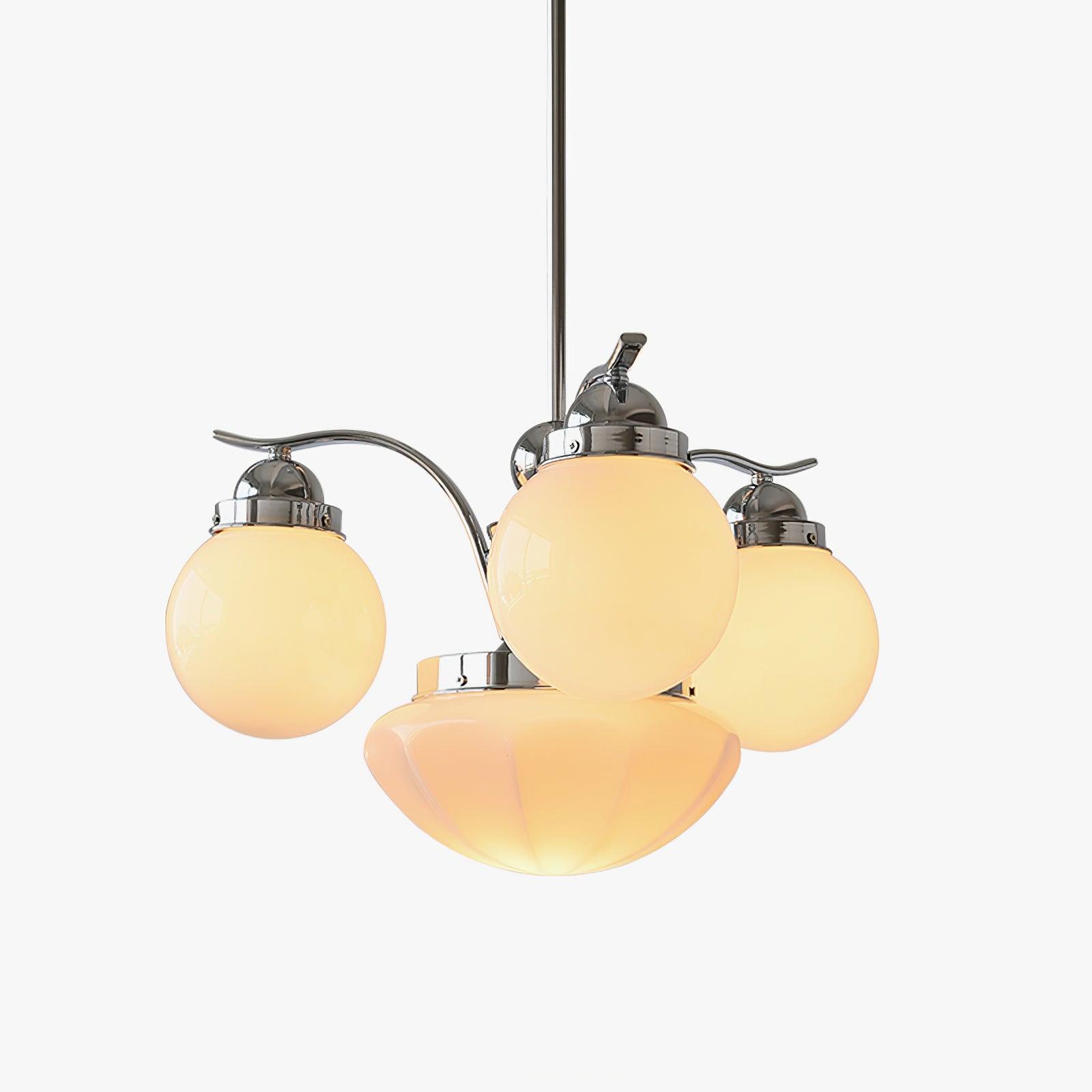 Lustra Chandelier Retro Chic Globe White Glass - Letslighting