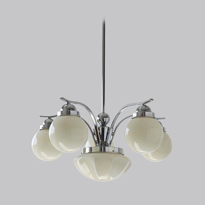 Lustra Chandelier Retro Chic Globe White Glass - Letslighting