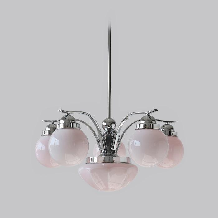 Lustra Chandelier Retro Chic Globe White Glass - Letslighting
