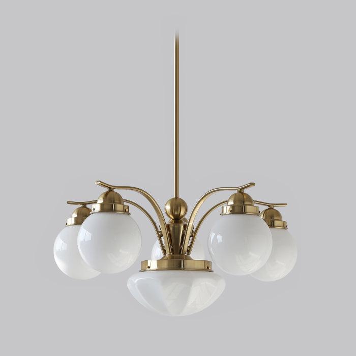 Lustra Chandelier Retro Chic Globe White Glass - Letslighting