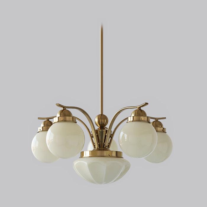 Lustra Chandelier Retro Chic Globe White Glass - Letslighting