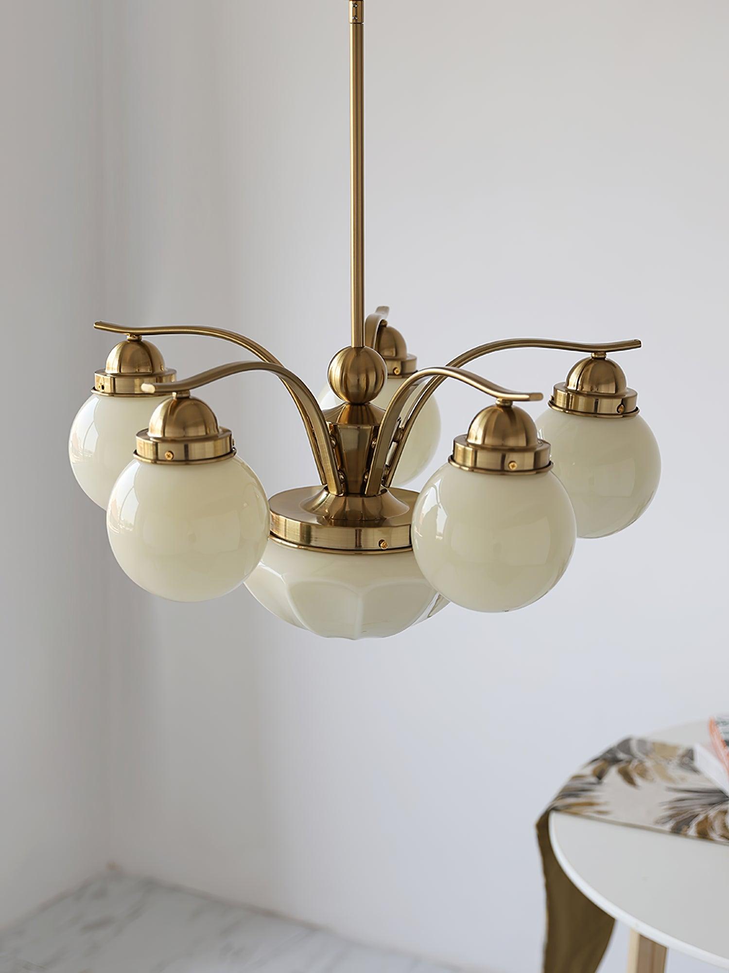 Lustra Chandelier Retro Chic Globe White Glass - Letslighting