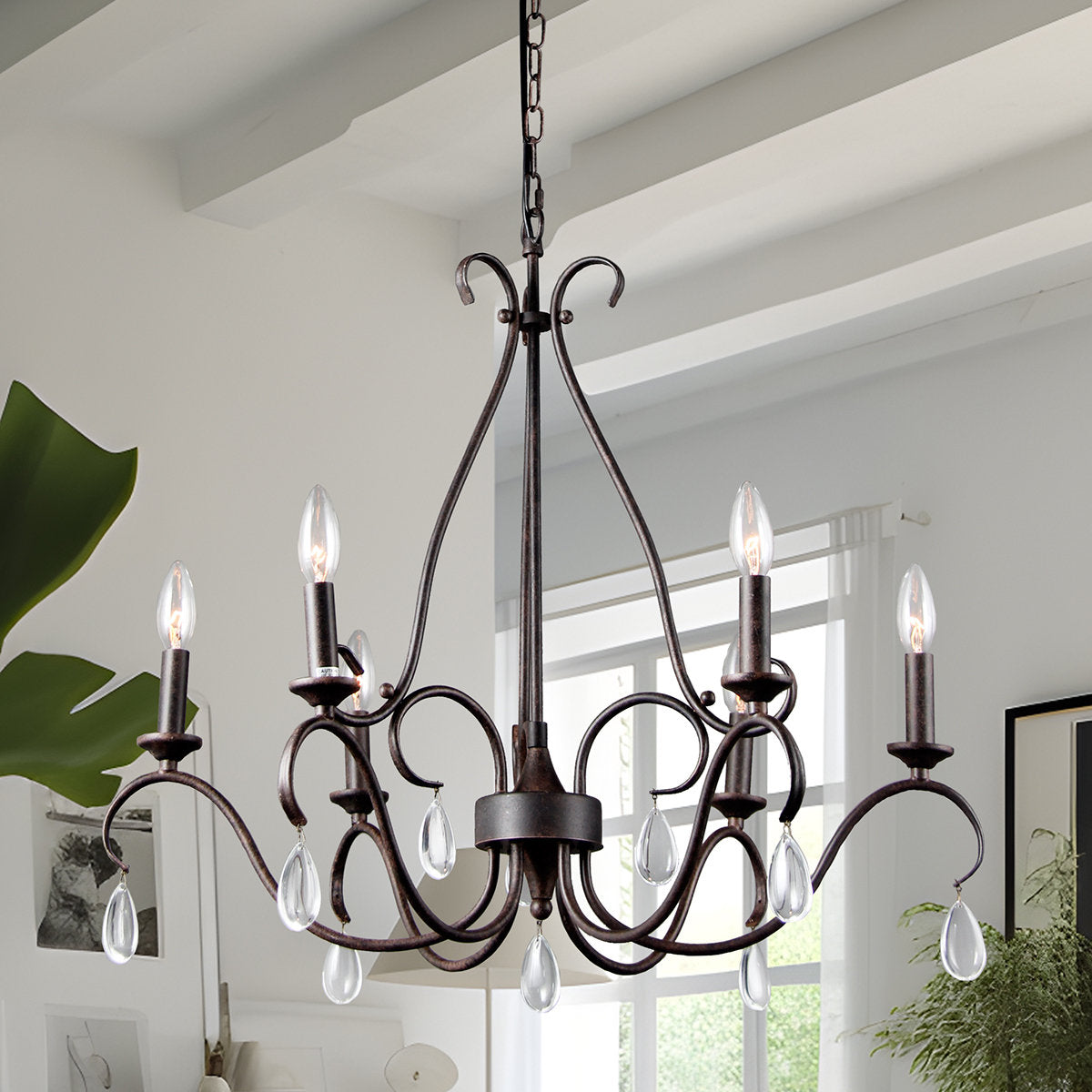 Uzorus Vintage Industrial Crystal Chandelier - Letslighting