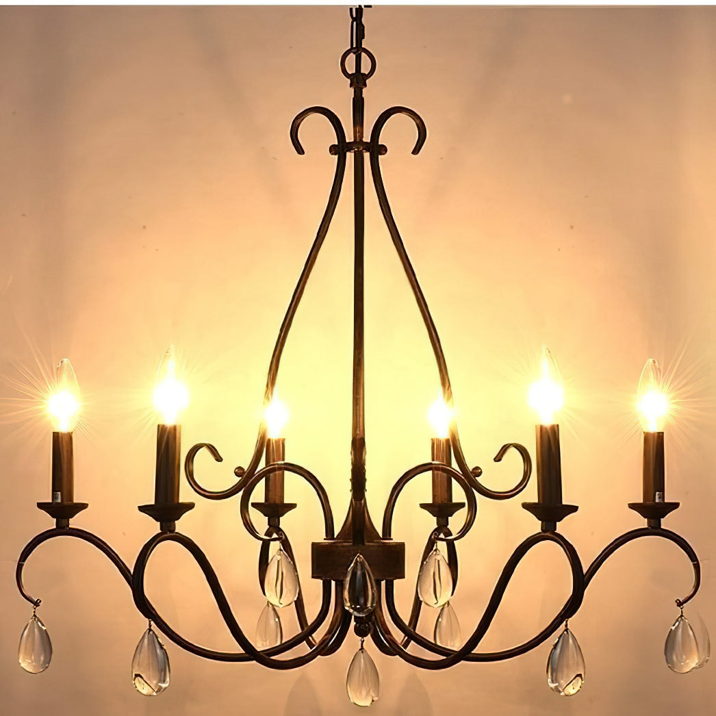 Uzorus Vintage Industrial Crystal Chandelier - Letslighting