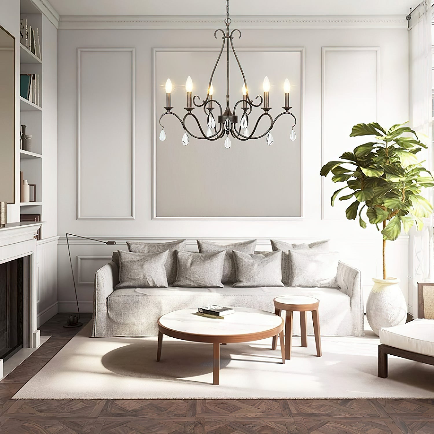 Uzorus Vintage Industrial Crystal Chandelier - Letslighting