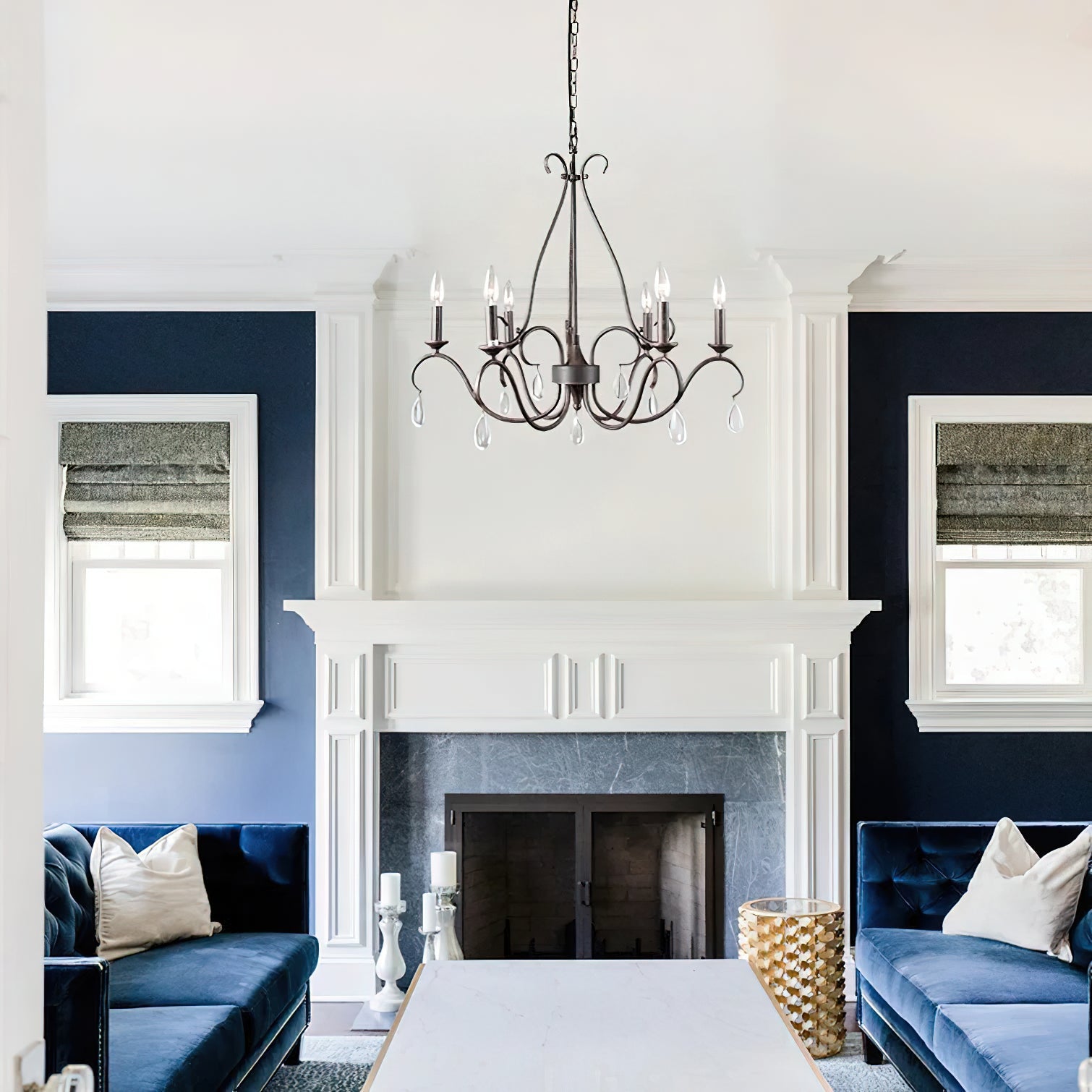Uzorus Vintage Industrial Crystal Chandelier - Letslighting