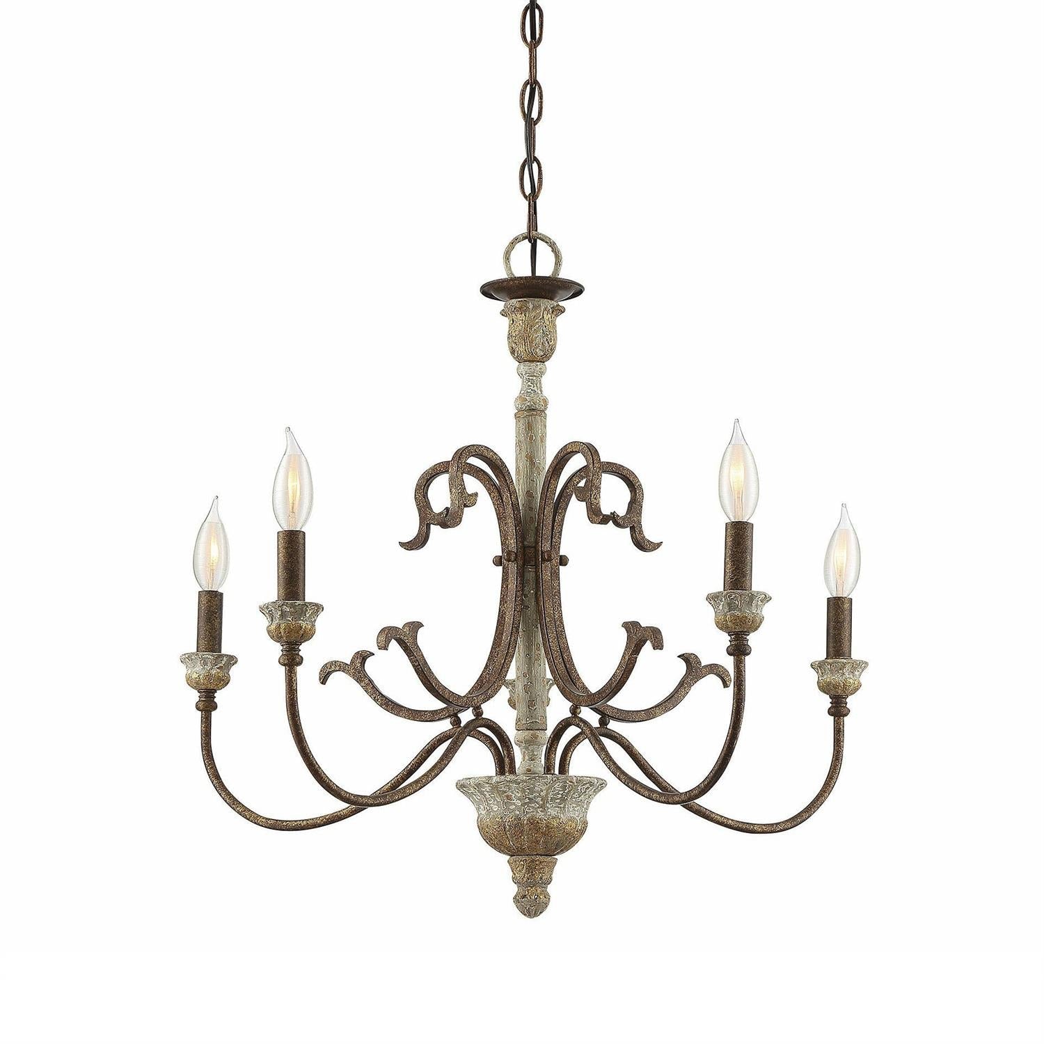 Evareth Vintage Industrial Hand-carved Wood Chandelier - Letslighting