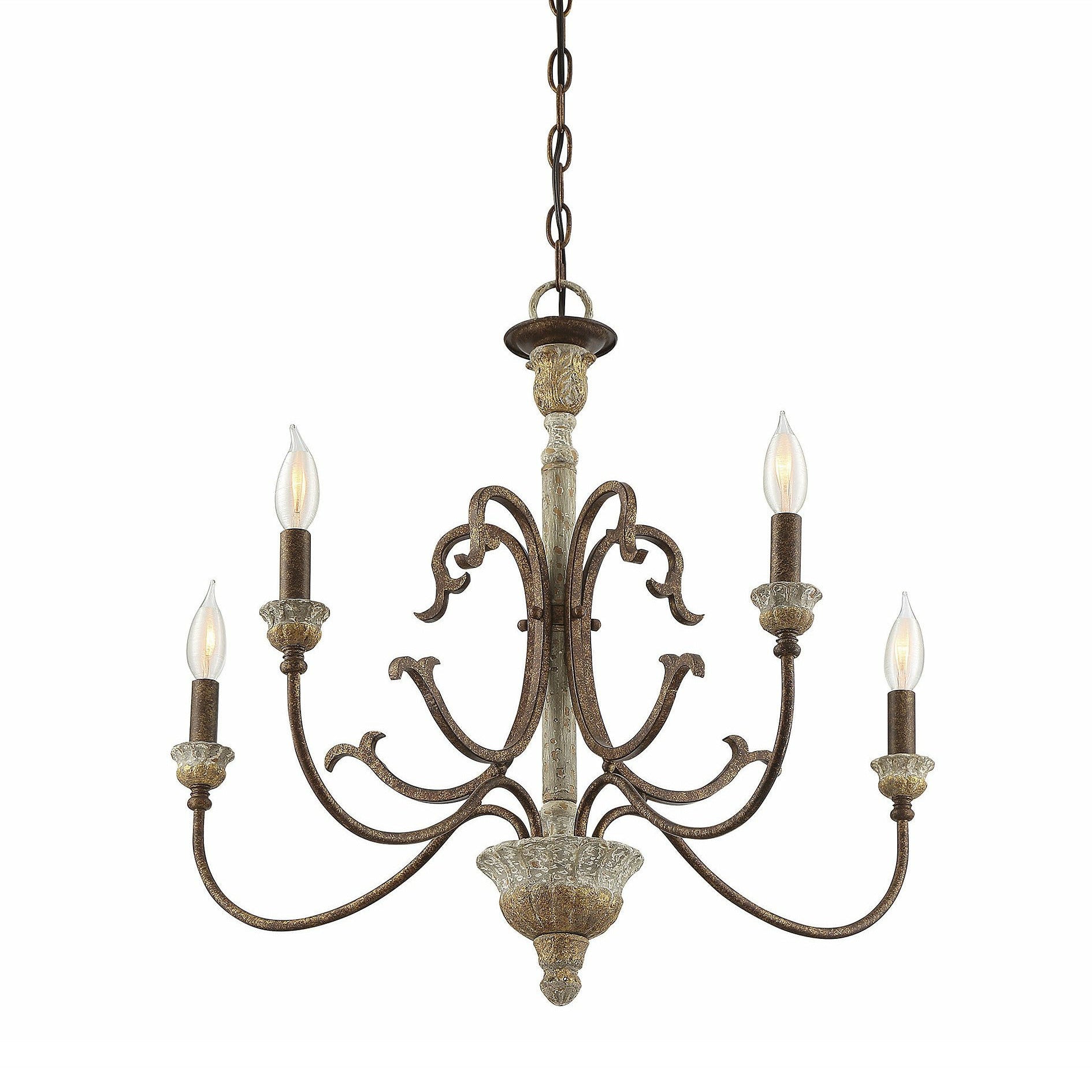 Evareth Vintage Industrial Hand-carved Wood Chandelier - Letslighting