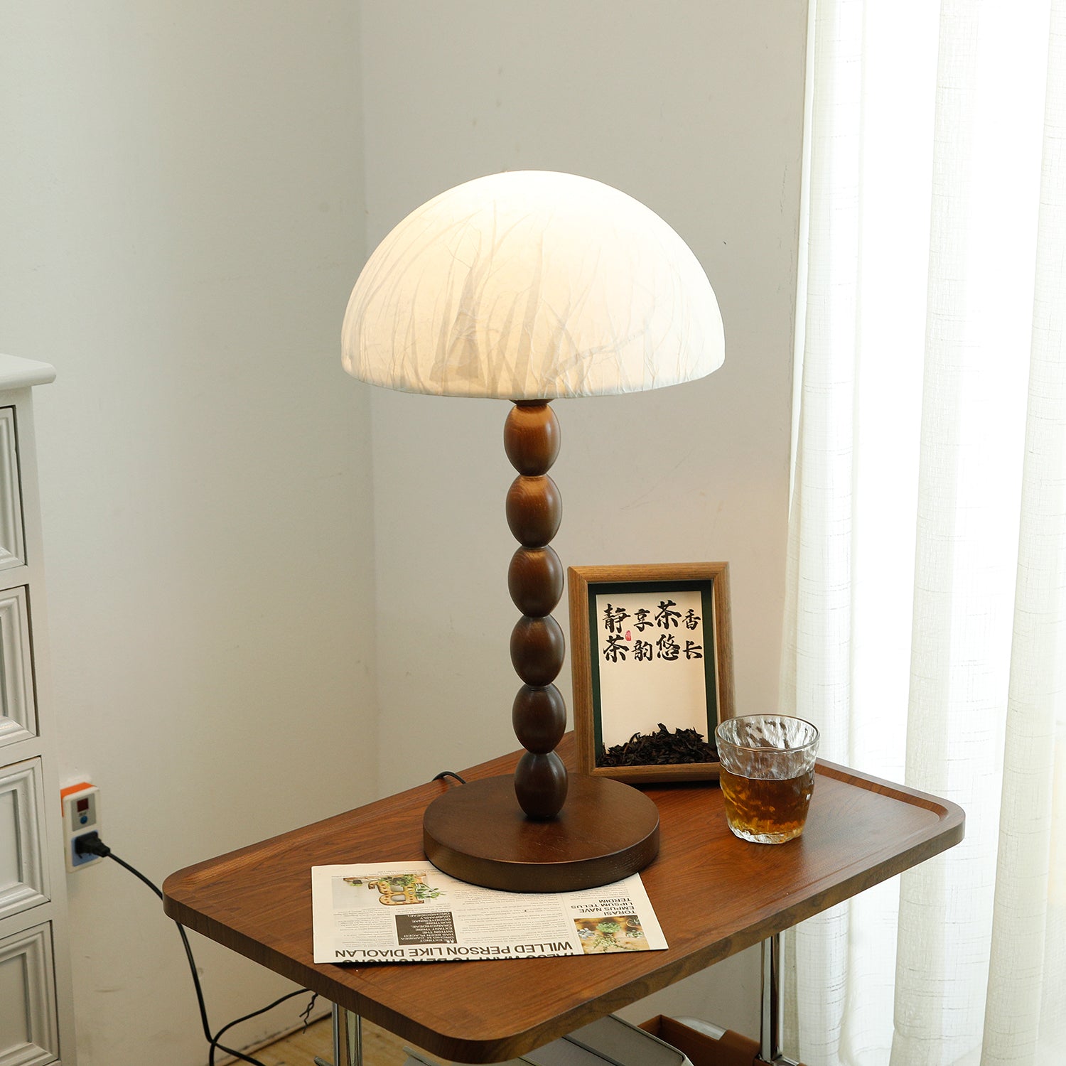 Veloin Paper Wood Table Lamp - Letslighting