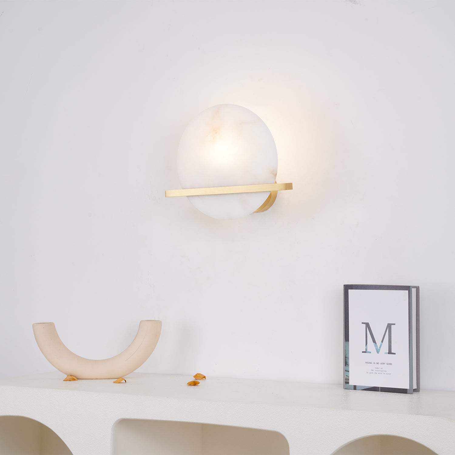 Savion Wall Lamp Alabaster Moon Horizon - Letslighting