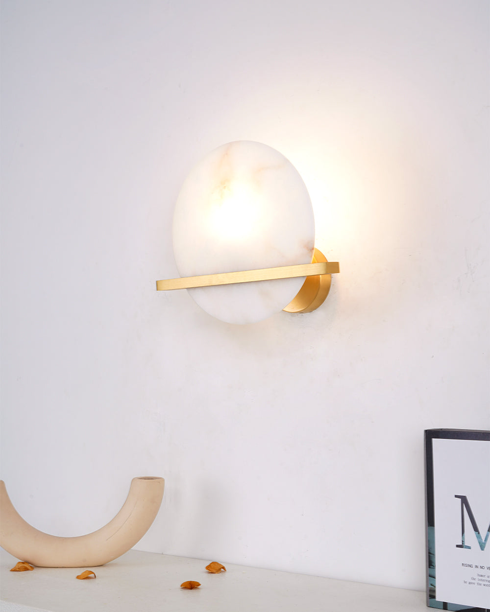 Savion Wall Lamp Alabaster Moon Horizon - Letslighting