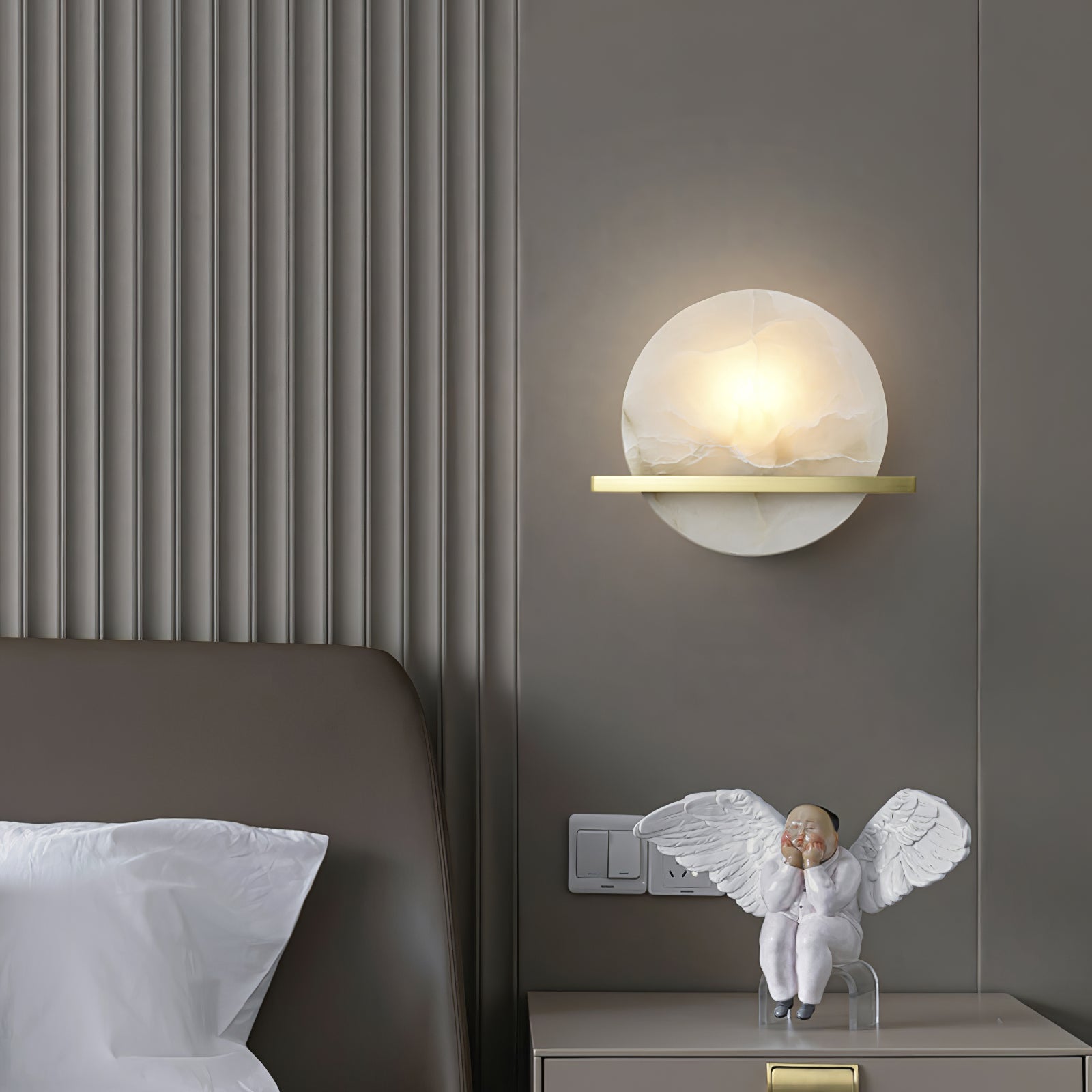 Savion Wall Lamp Alabaster Moon Horizon - Letslighting