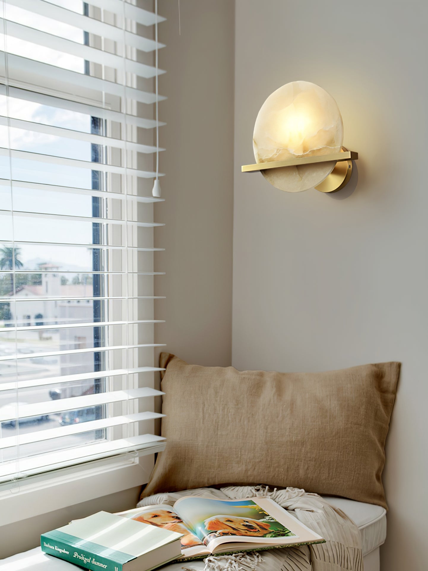 Savion Wall Lamp Alabaster Moon Horizon - Letslighting