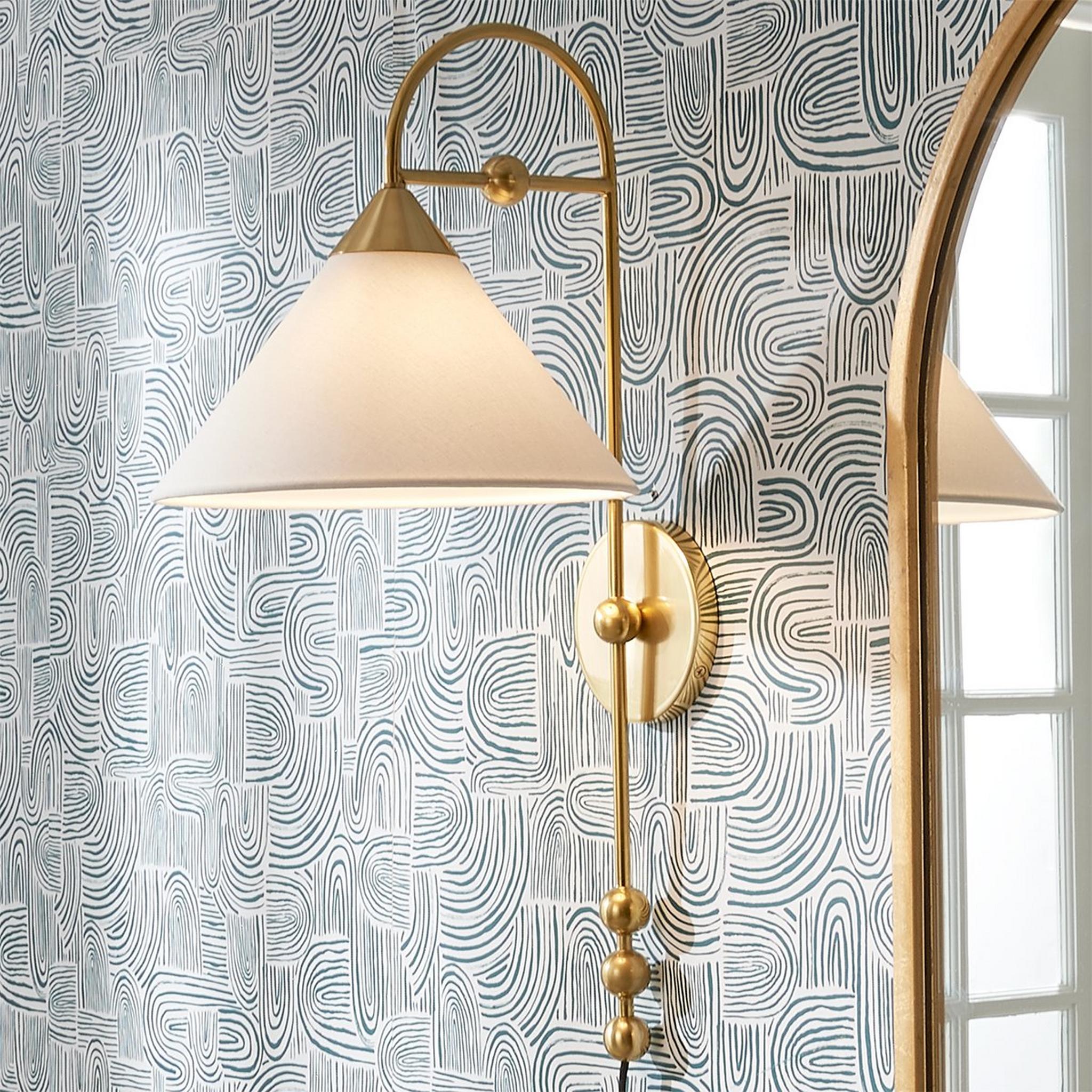 Cisorir Elegance Vintage Plug-In Brass Fabric Sconce Wall Lamp - Letslighting