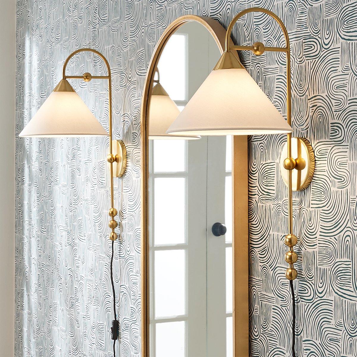 Cisorir Elegance Vintage Plug-In Brass Fabric Sconce Wall Lamp - Letslighting