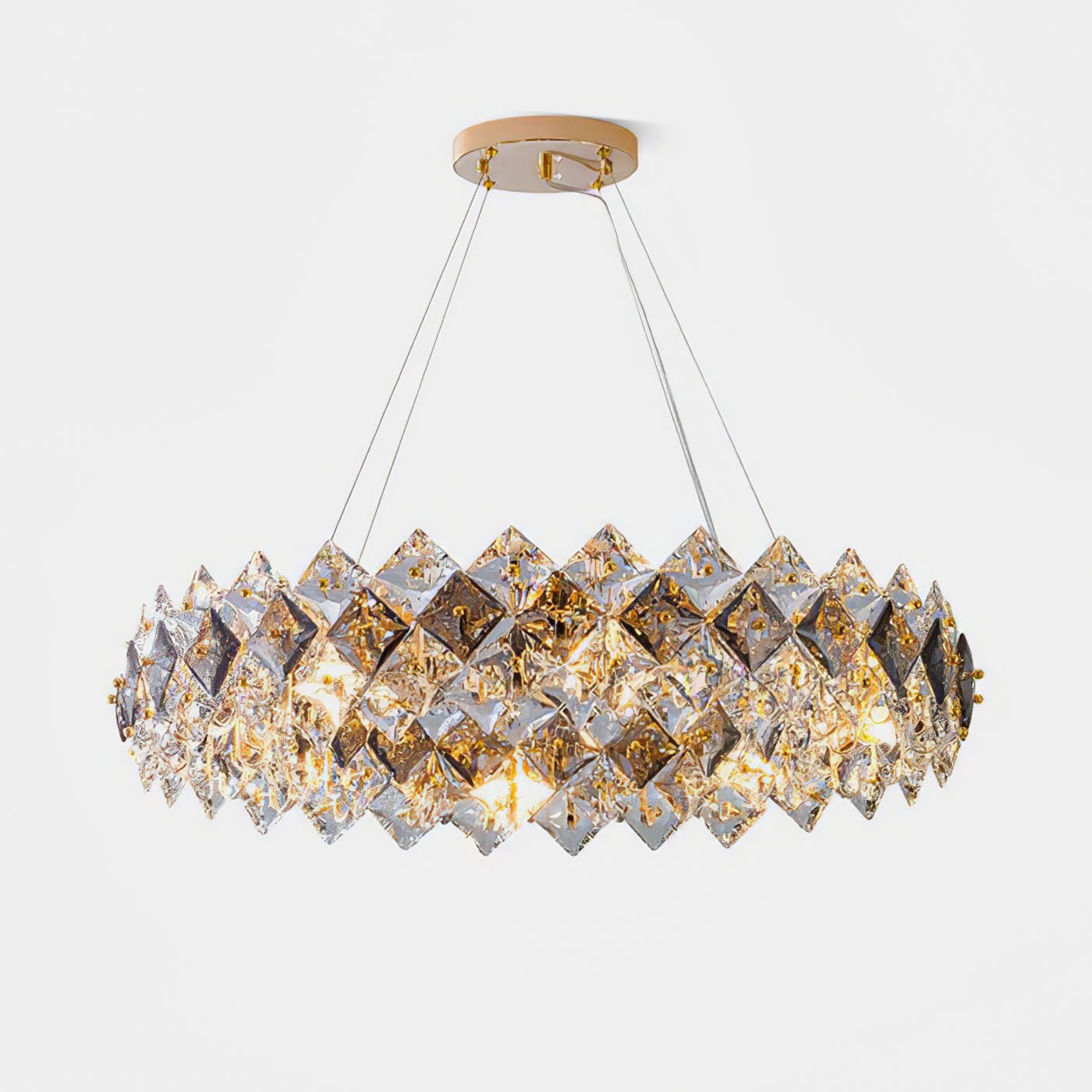 Lustra Chandelier Scale Crystal Round with Gold LED - Letslighting