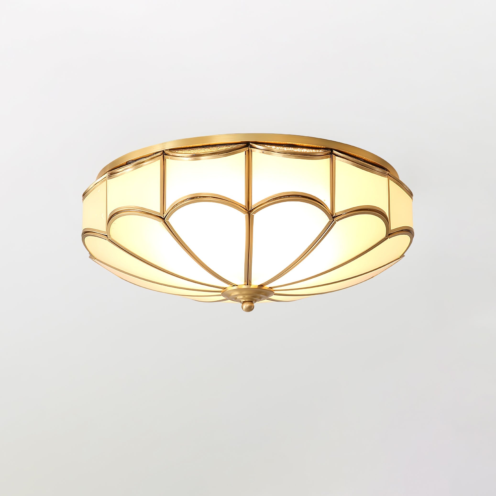 Evmarara Elegance Brass Glass Flush Ceiling Light - Letslighting