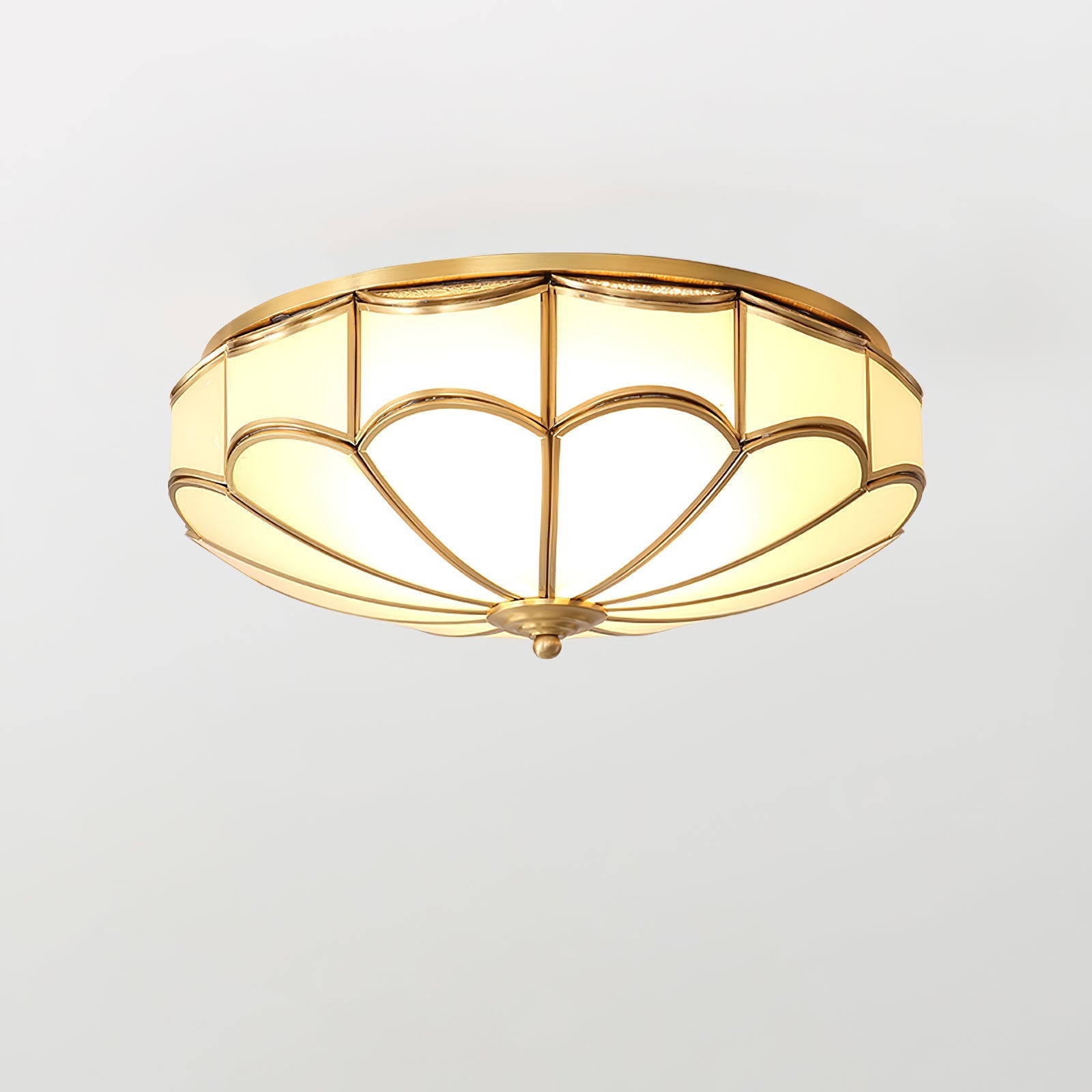 Evmarara Elegance Brass Glass Flush Ceiling Light - Letslighting