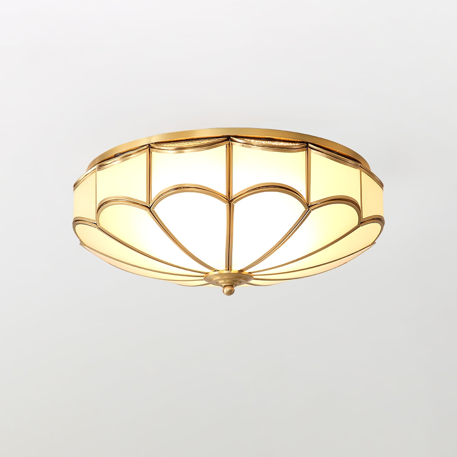 Evmarara Elegance Brass Glass Flush Ceiling Light - Letslighting
