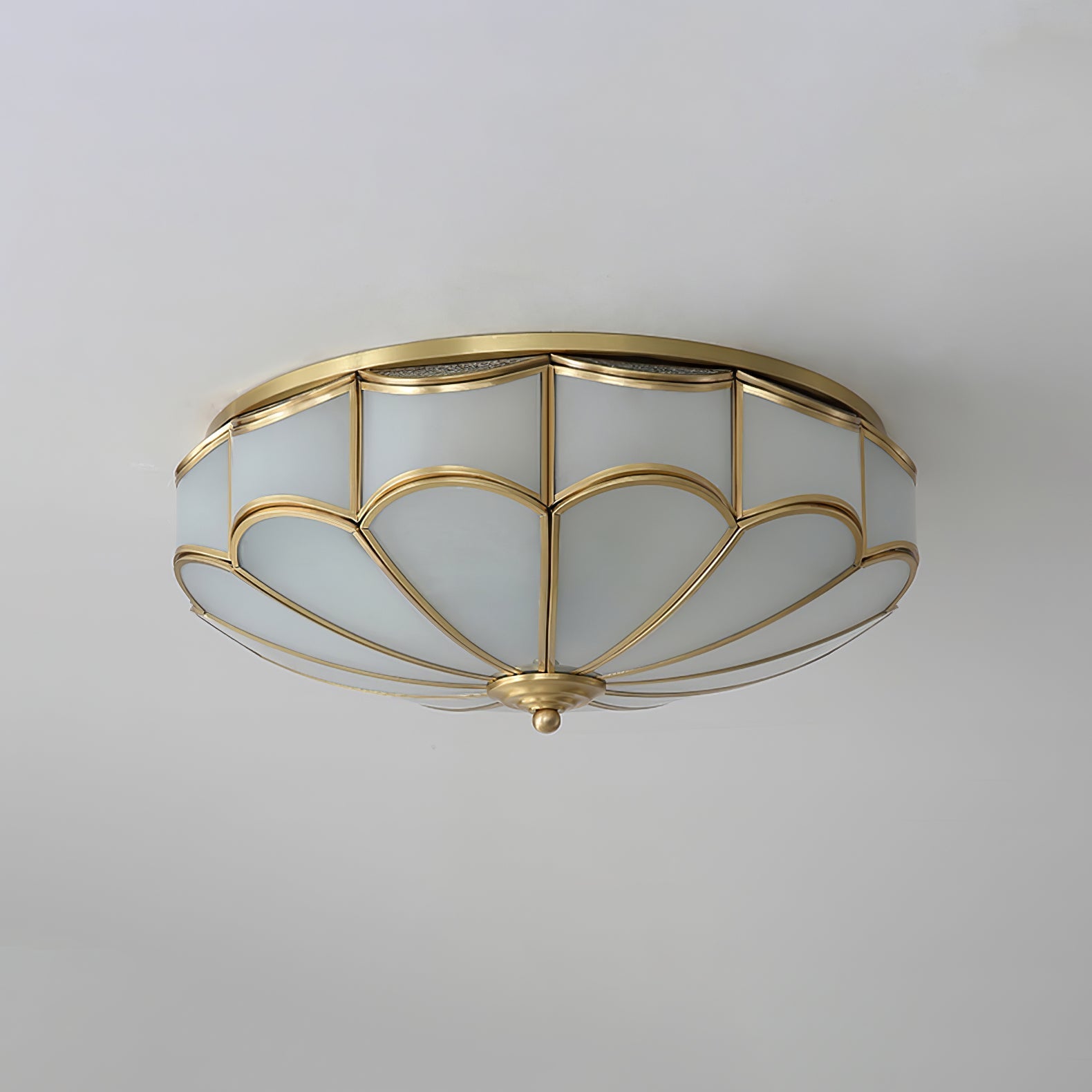 Evmarara Elegance Brass Glass Flush Ceiling Light - Letslighting