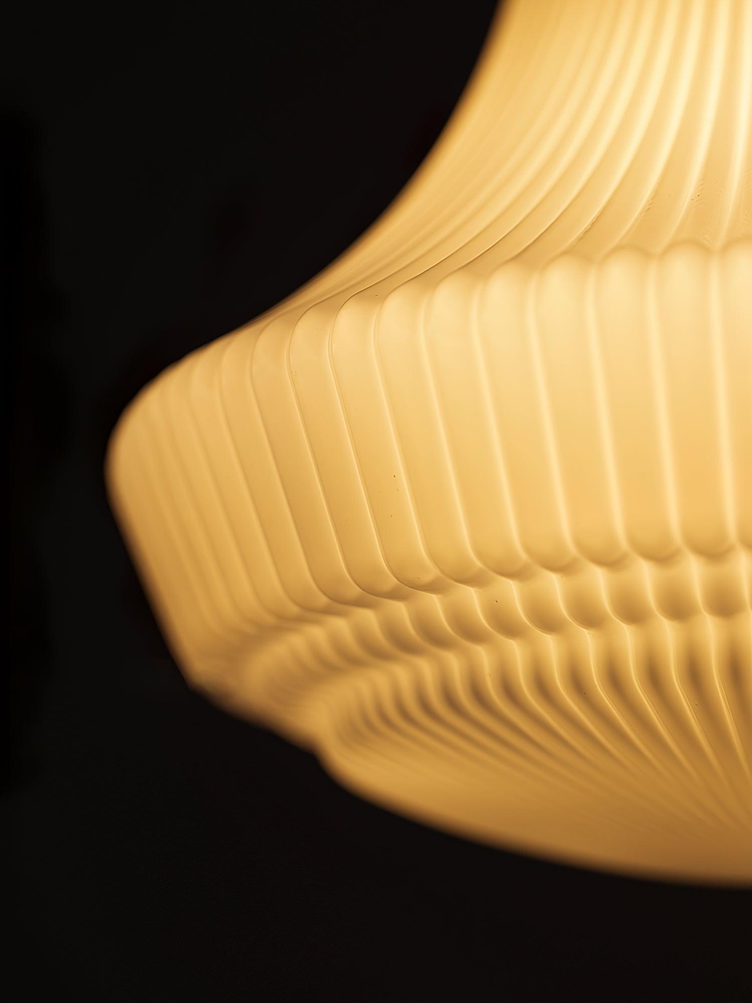 Solara Pendant Lamp Opal Glass Ribbed Bell Brass Vintage - Letslighting