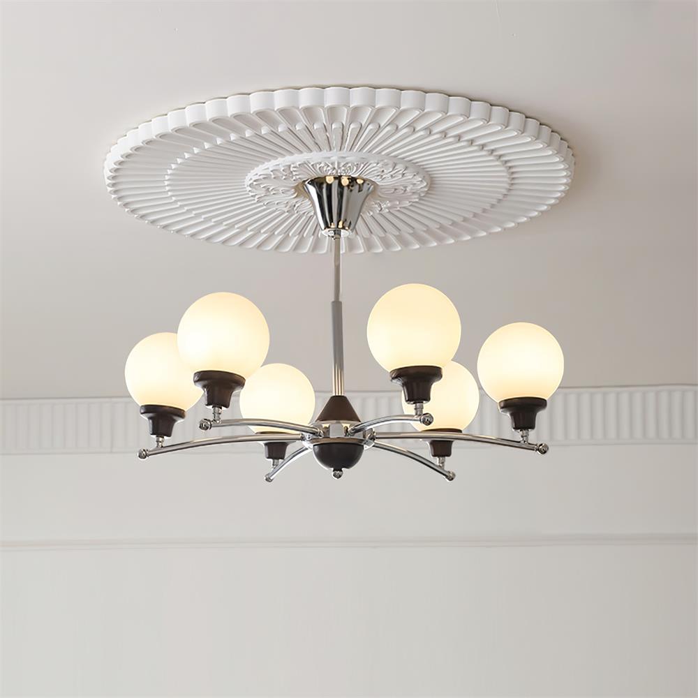 Sciolari Chandelier Walnut Wood Curved Arms - Letslighting