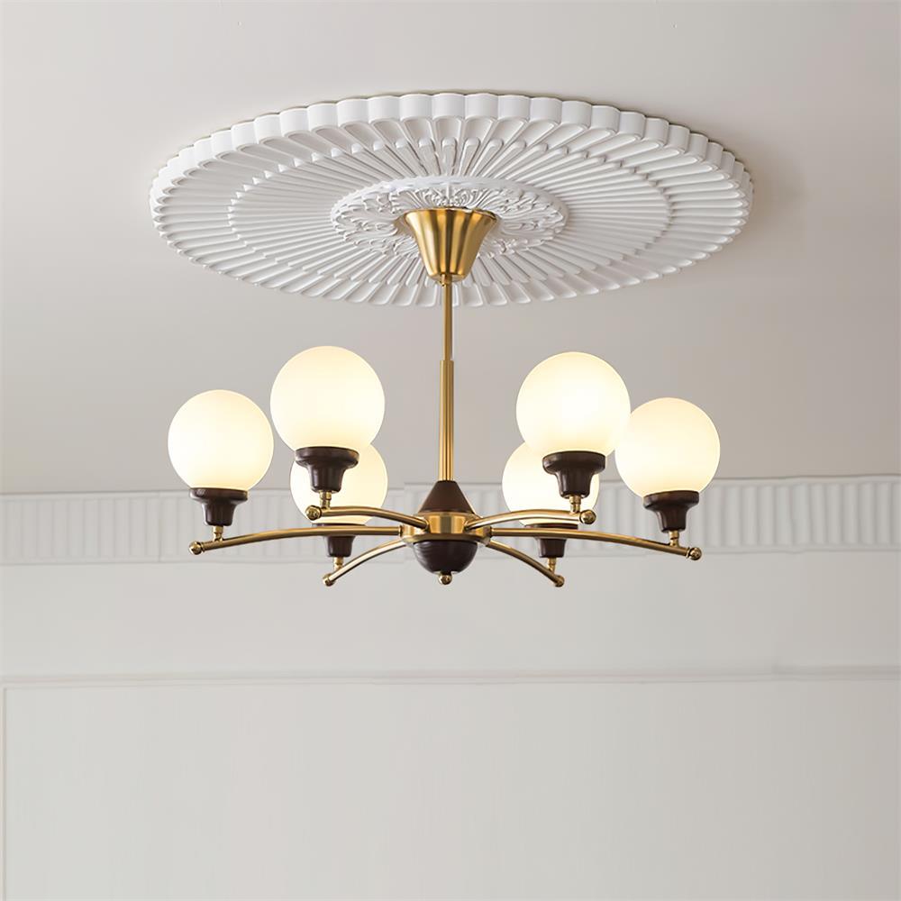 Sciolari Chandelier Walnut Wood Curved Arms - Letslighting