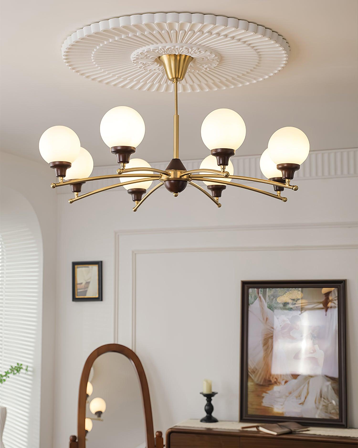 Sciolari Chandelier Vintage Wood Glass - Letslighting