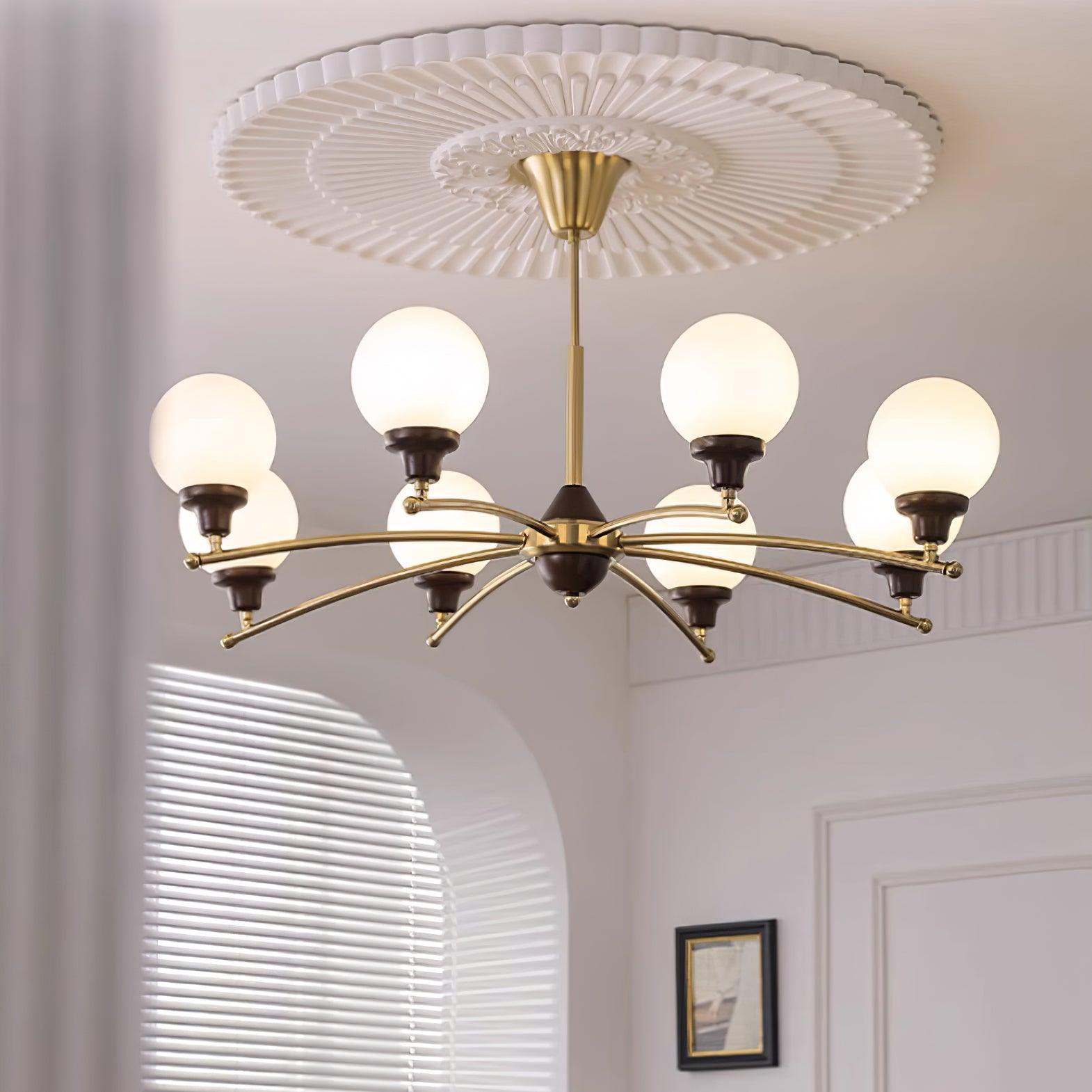 Sciolari Chandelier Vintage Wood Glass - Letslighting