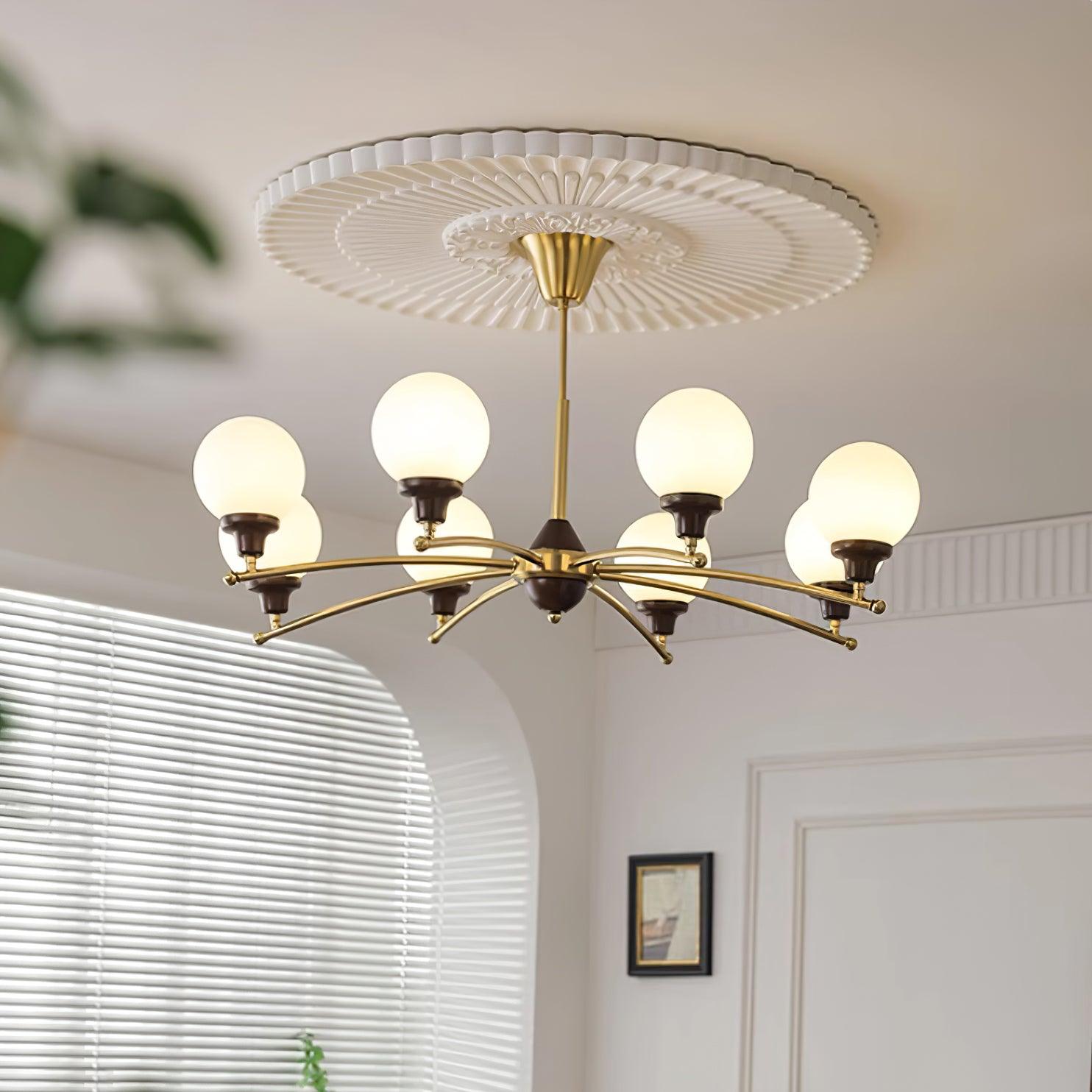 Sciolari Chandelier Walnut Wood Curved Arms - Letslighting