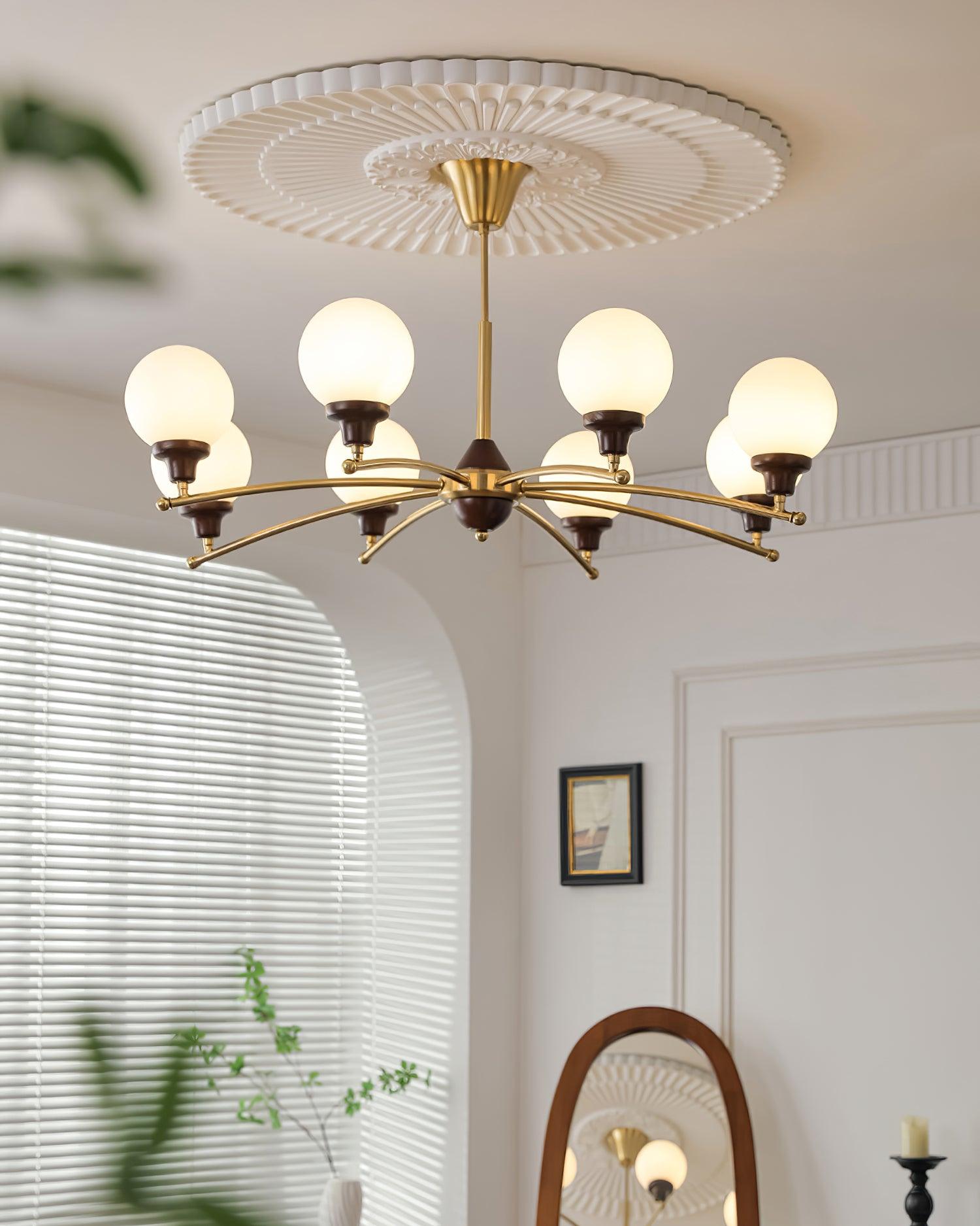 Sciolari Chandelier Vintage Wood Glass - Letslighting