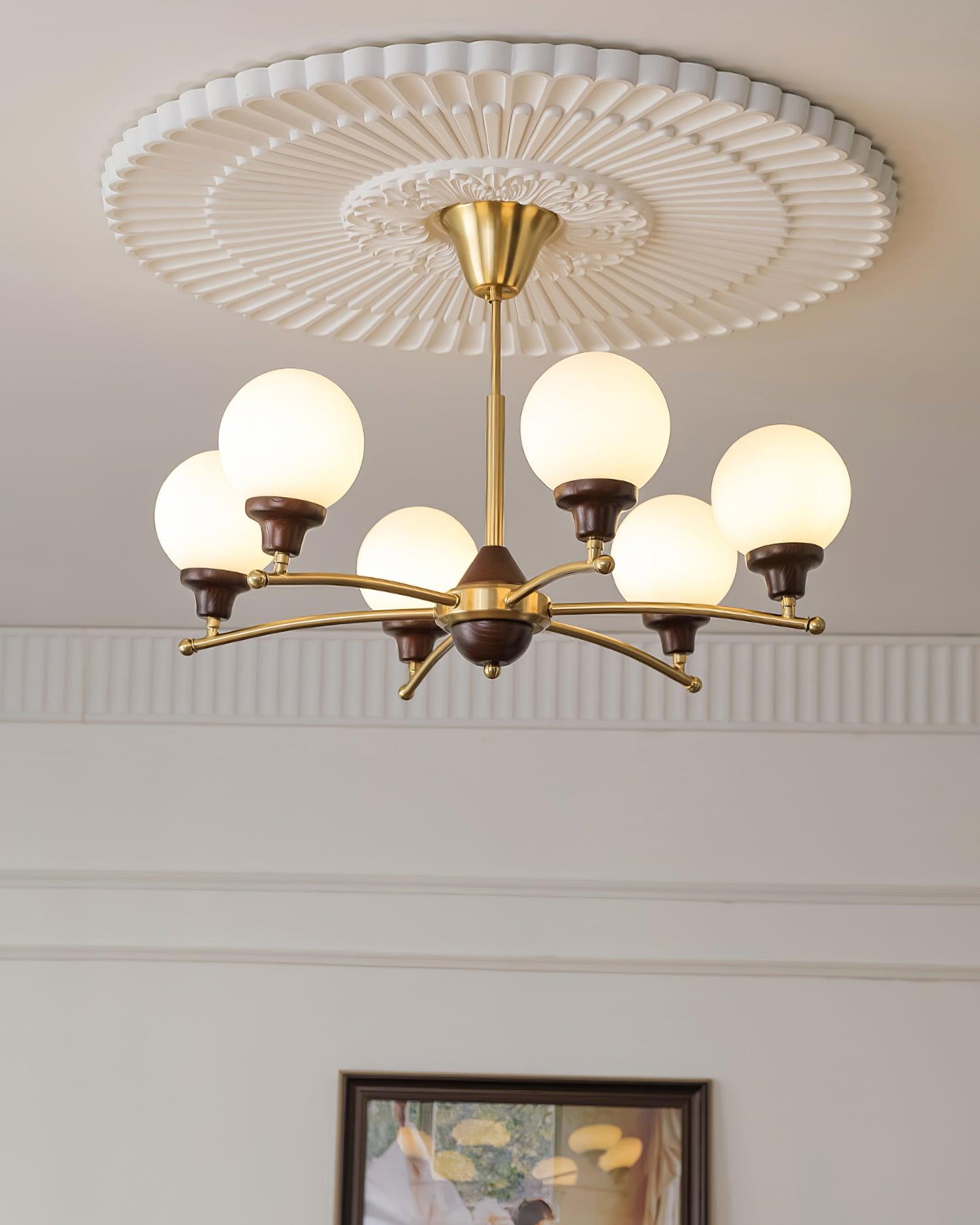 Sciolari Chandelier Vintage Wood Glass - Letslighting
