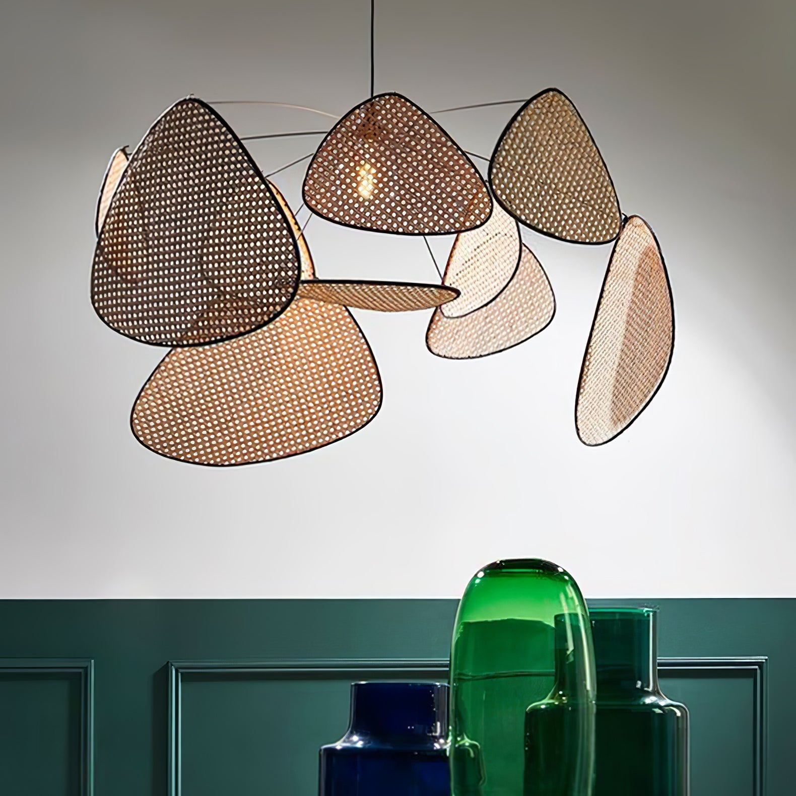 Lustra Pendant Light Rattan Swag Industrial - Letslighting