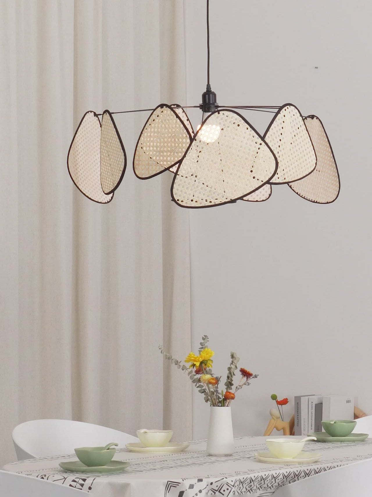 Lustra Pendant Light Rattan Swag Industrial - Letslighting