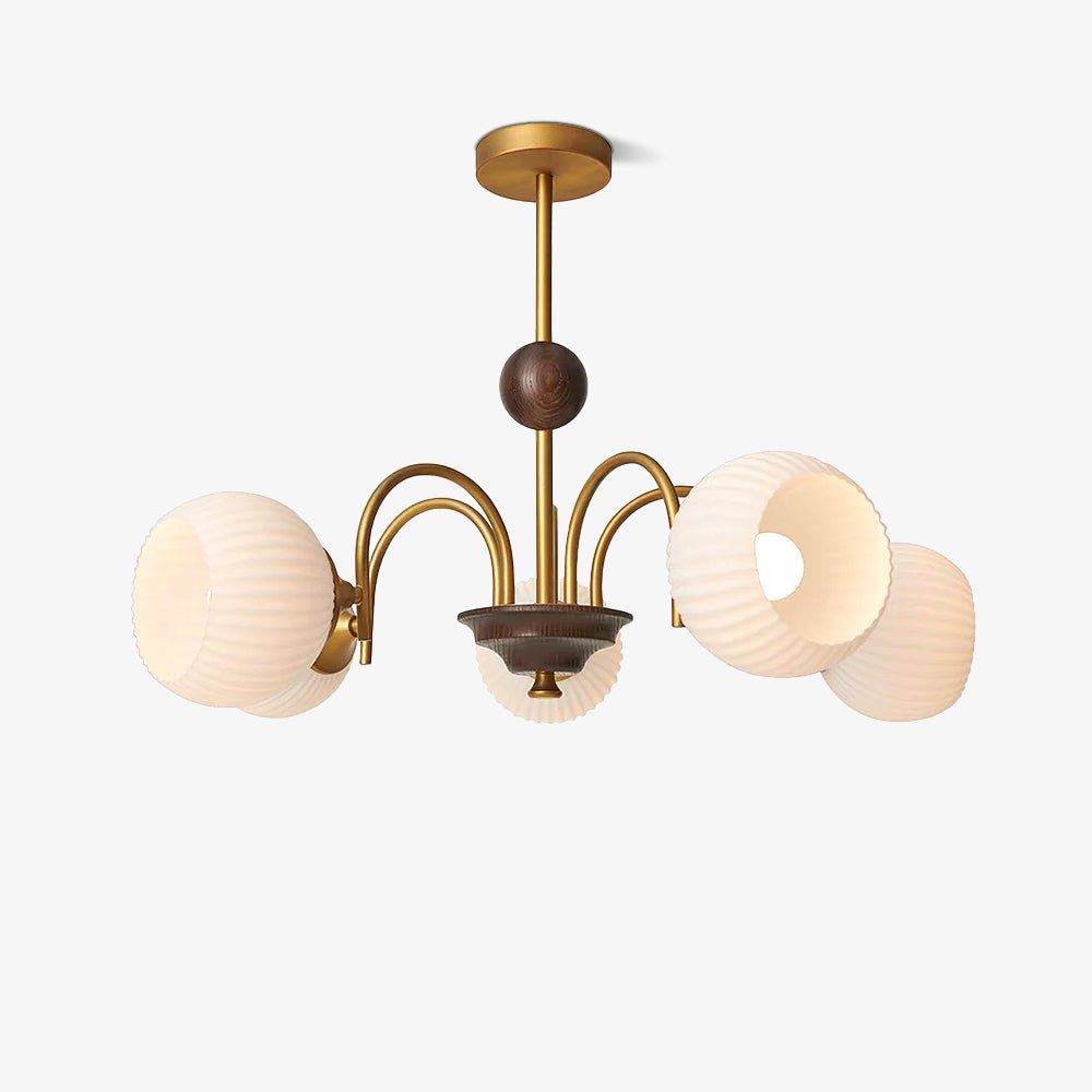 Lustra Chandelier Sculptural Glass Ribbed with Iron - Letslighting