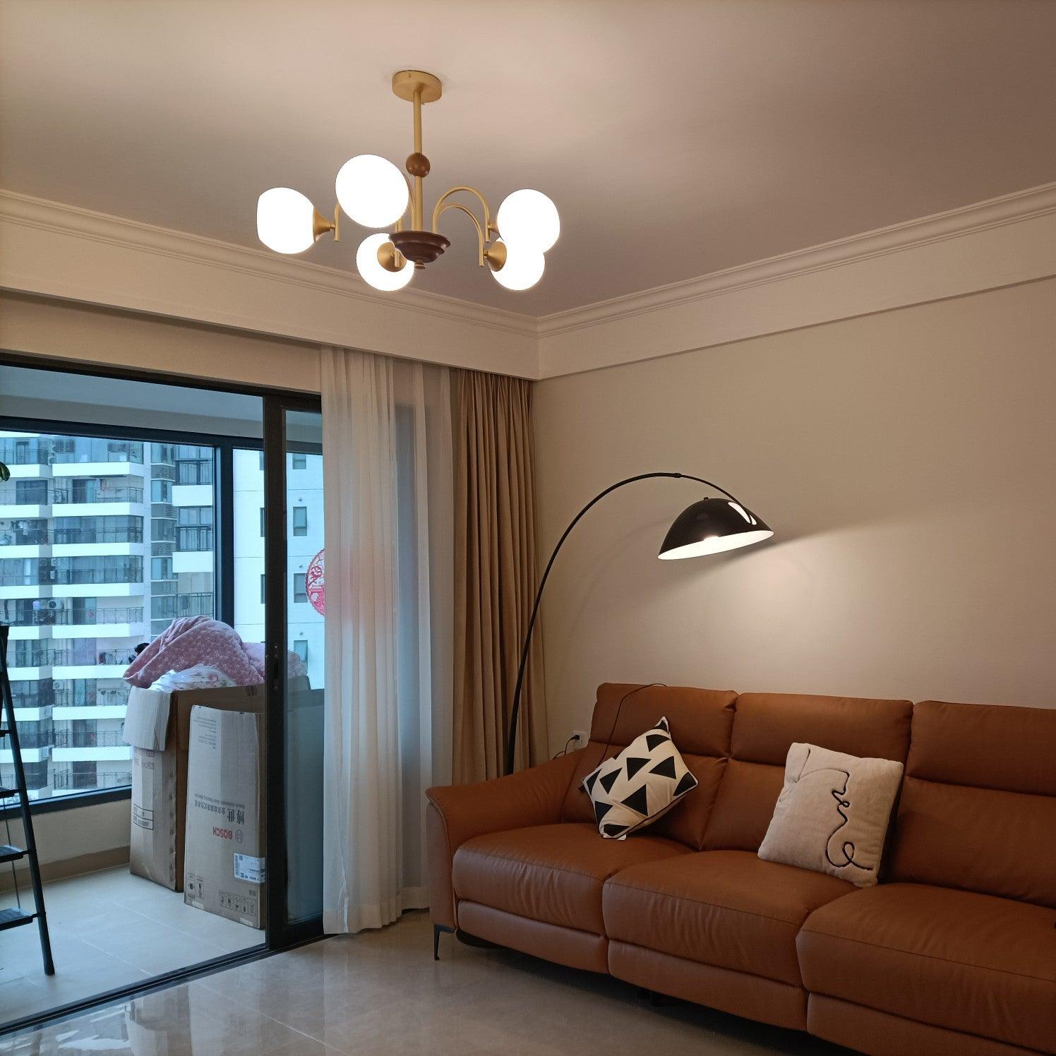 Lustra Chandelier Sculptural Glass Ribbed with Iron - Letslighting