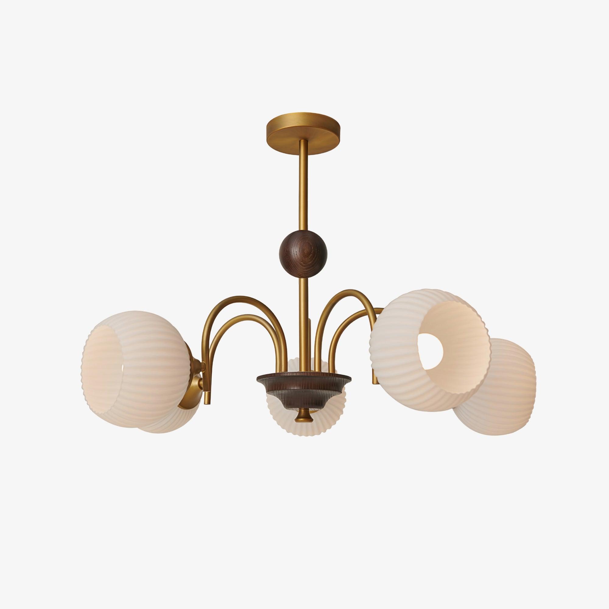 Lustra Chandelier Sculptural Glass Ribbed with Iron - Letslighting