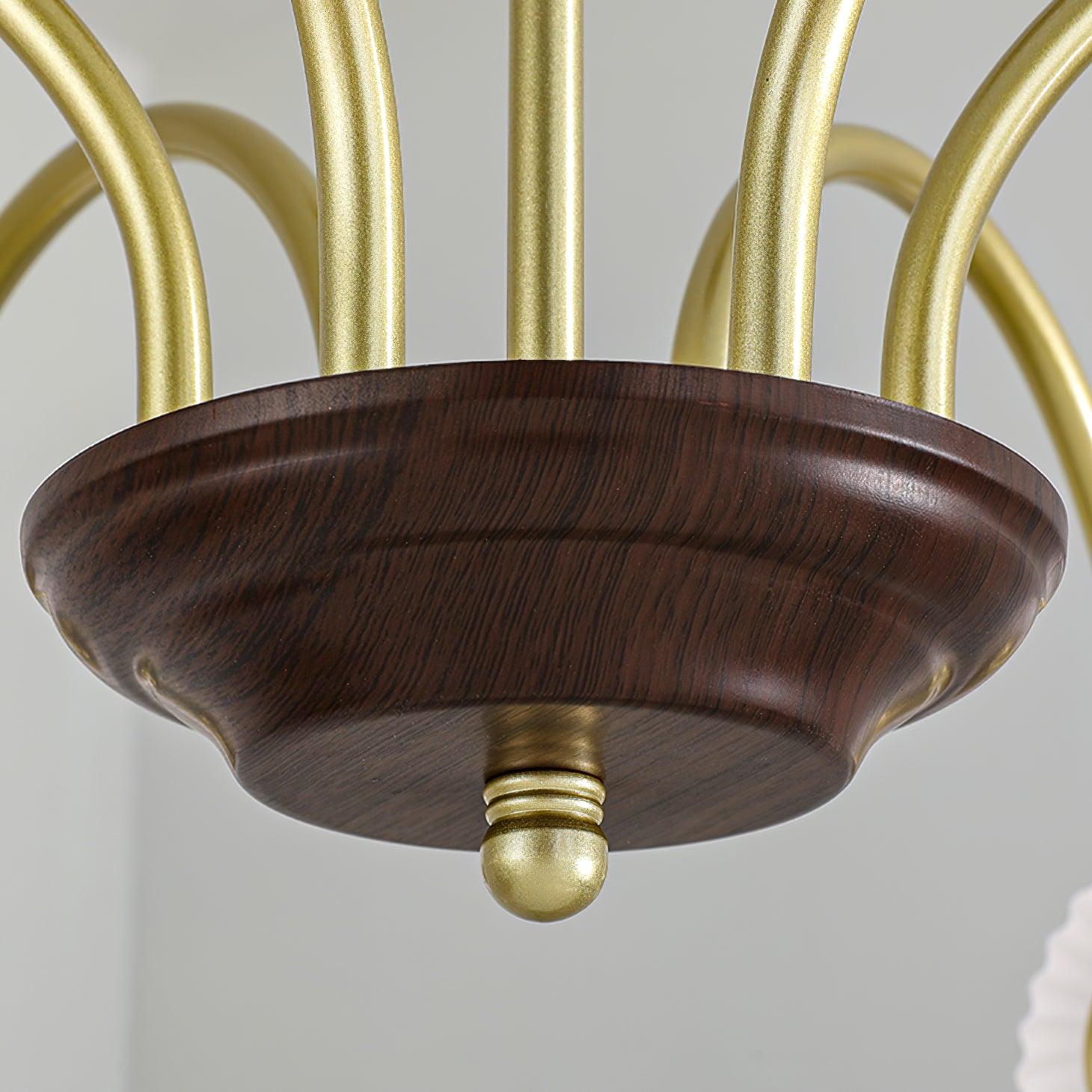 Lustra Chandelier Sculptural Glass Ribbed with Iron - Letslighting