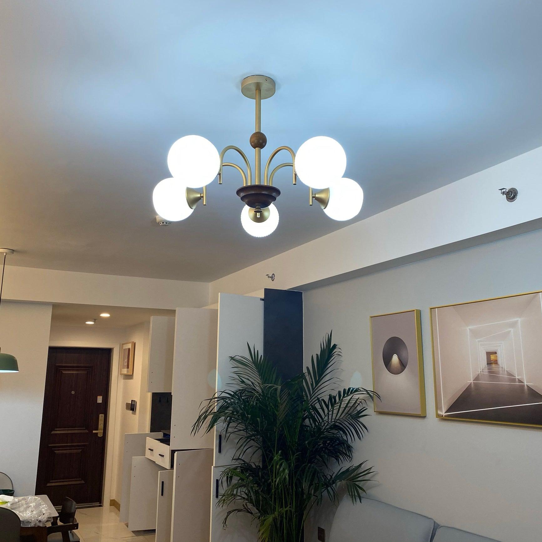 Lustra Chandelier Sculptural Glass Ribbed with Iron - Letslighting